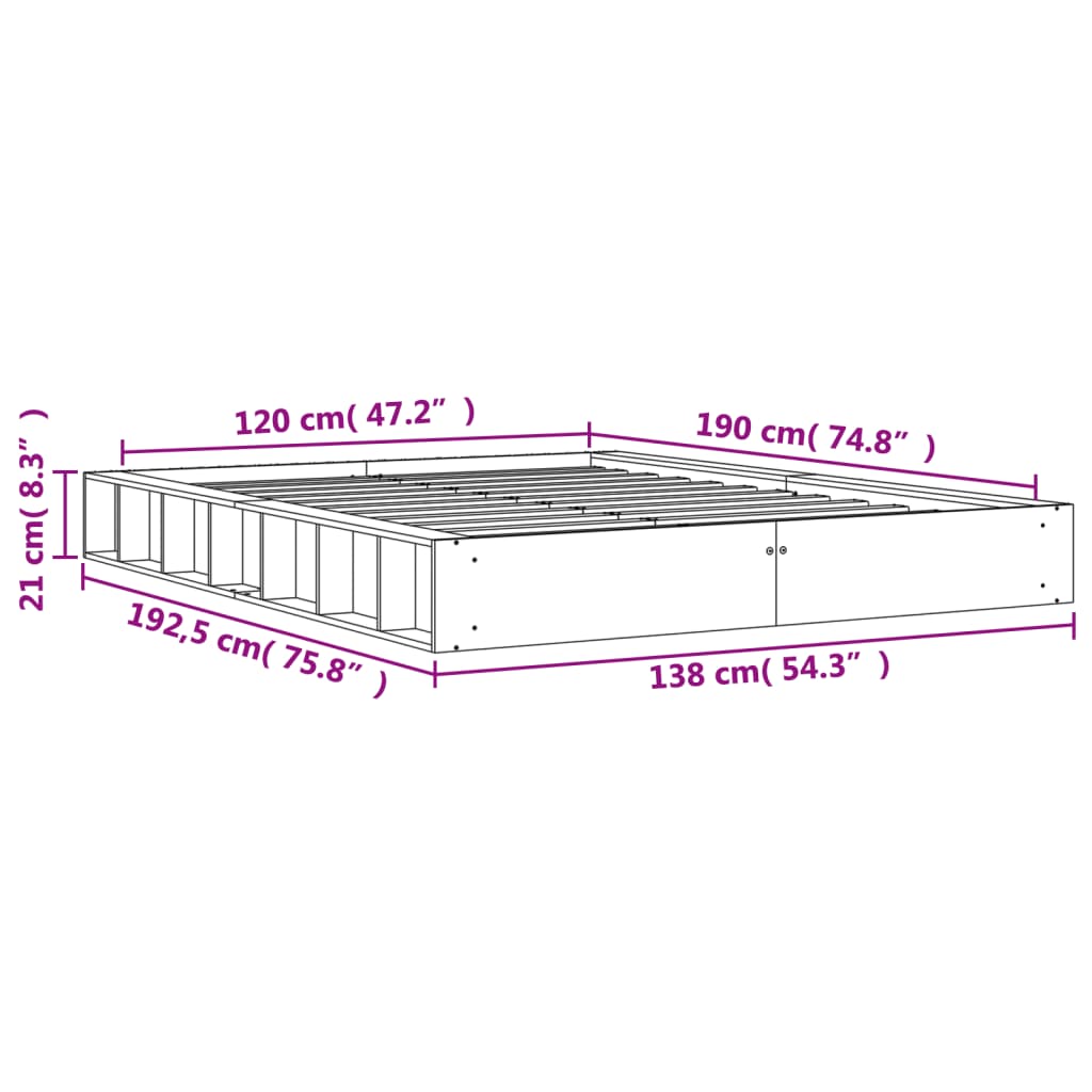 vidaXL Bed Frame | Wax brown | Solid pine wood | Small Double | Durable