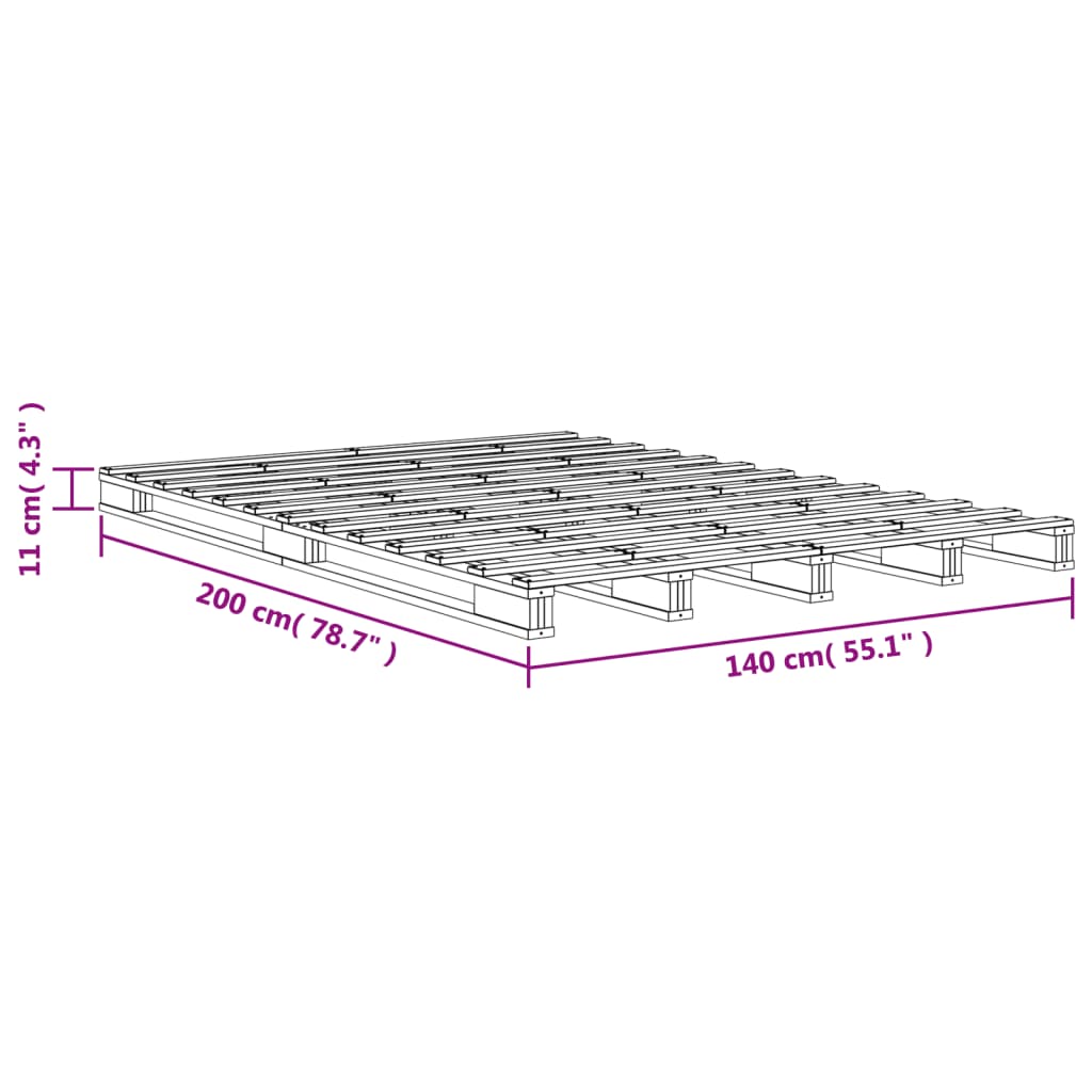 vidaXL Pallet Bed without Mattress Wax Brown 140x200cm Solid Wood Pine