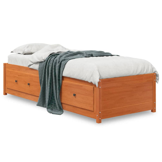 vidaXL Day Bed without Mattress Wax Brown 75x190 cm Small Single Solid Wood Pine
