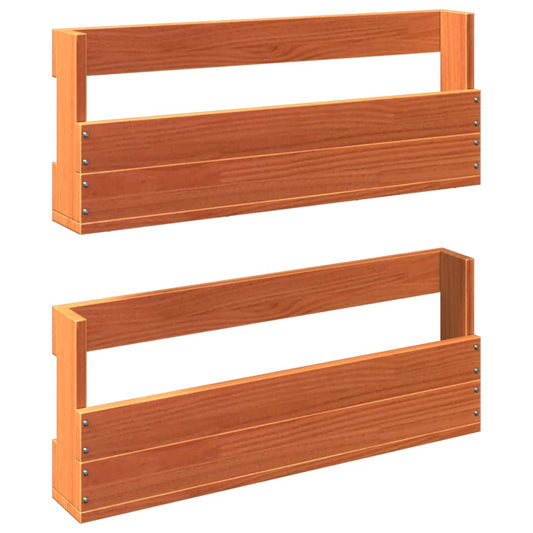vidaXL Wall-mounted Shoe Racks 2 pcs Wax Brown 59x8.5x23.5 cm