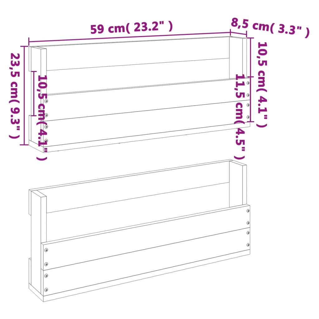 vidaXL Wall-mounted Shoe Racks 2 pcs Wax Brown 59x8.5x23.5 cm