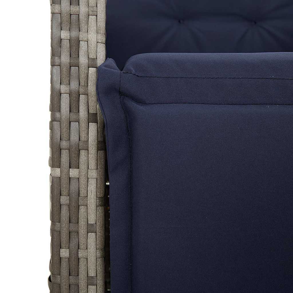vidaXL 7 Piece Garden Dining Set with Cushions Grey Poly Rattan