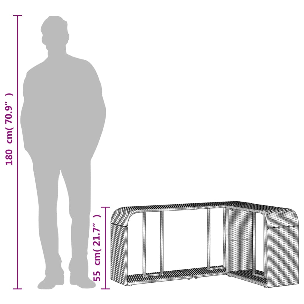 vidaXL Storage Shelf | Black | PE rattan, powder-coated steel | 112 x 27 x 55 cm