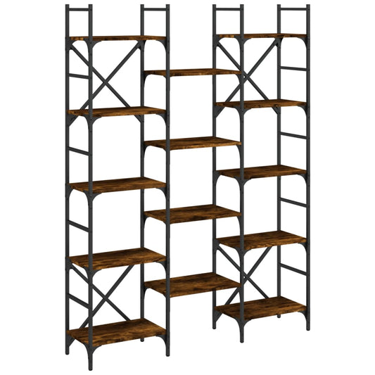 vidaXL Bookshelf Smoked Oak 127,5x28,5x172,5 cm Engineered Wood