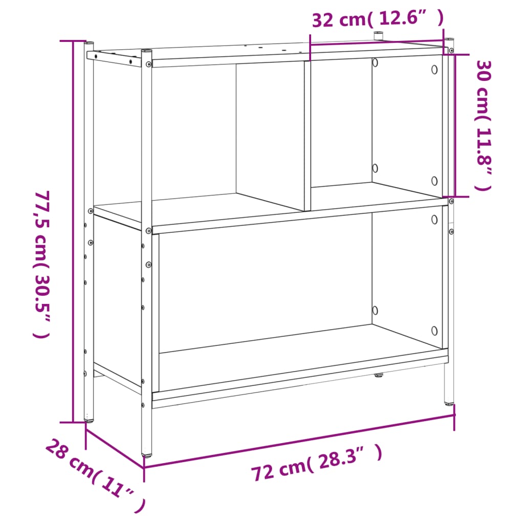 vidaXL Bookcase Brown Oak 72x28x77,5 cm Engineered Wood