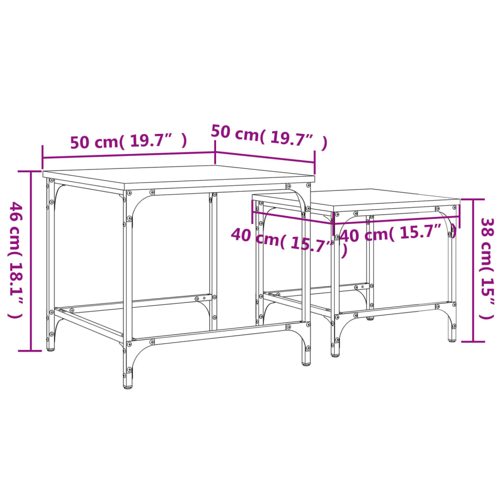 vidaXL Nesting Coffee Tables 2 pcs Smoked Oak Engineered Wood