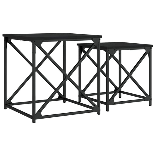 vidaXL Nesting Coffee Tables 2 pcs Black Engineered Wood