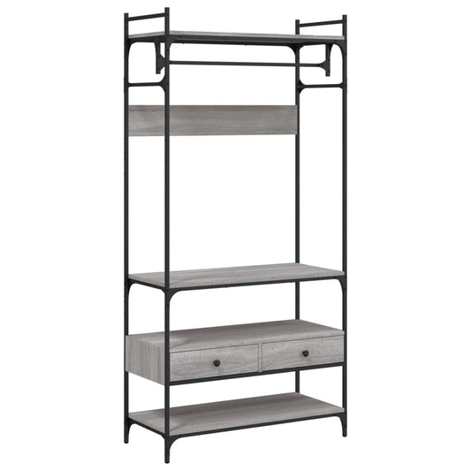 vidaXL Wardrobe with Drawers Grey Sonoma 89x39x184.5cm Engineered Wood