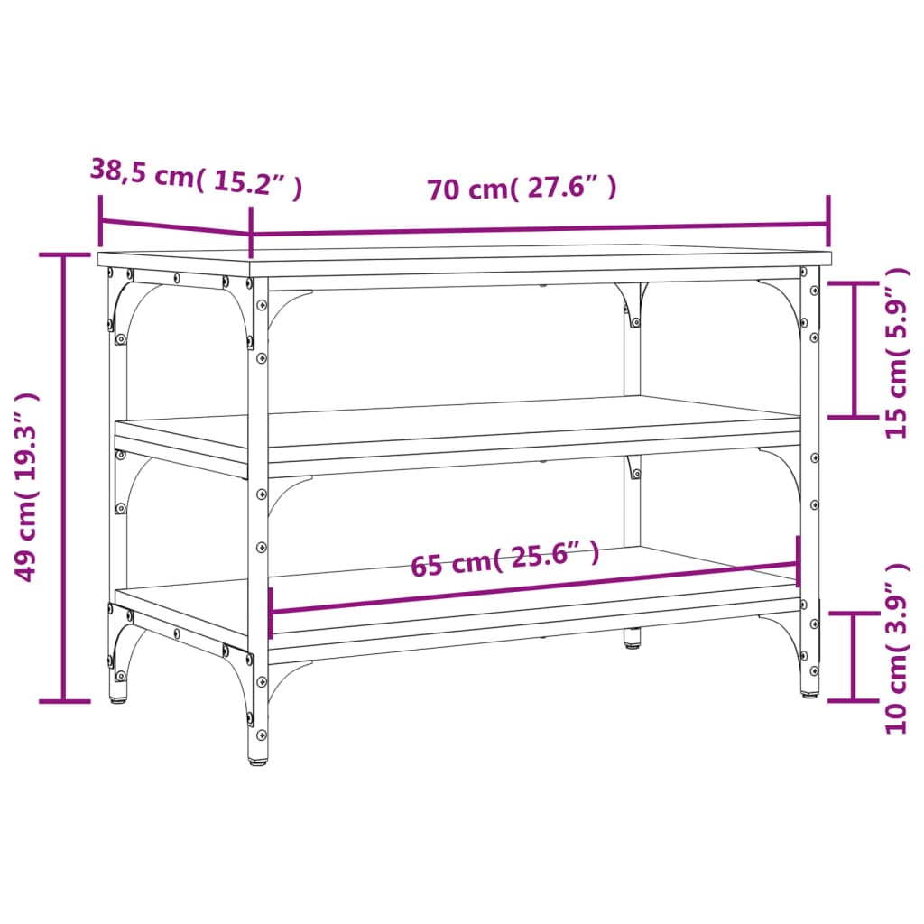 vidaXL Shoe Bench Black 70x38.5x49 cm Engineered Wood