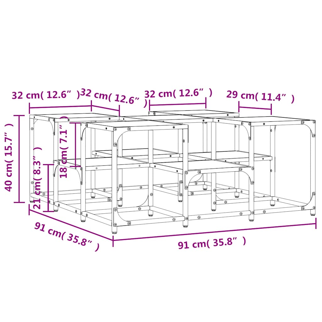 vidaXL Coffee Table Black 91x91x40 cm Engineered Wood