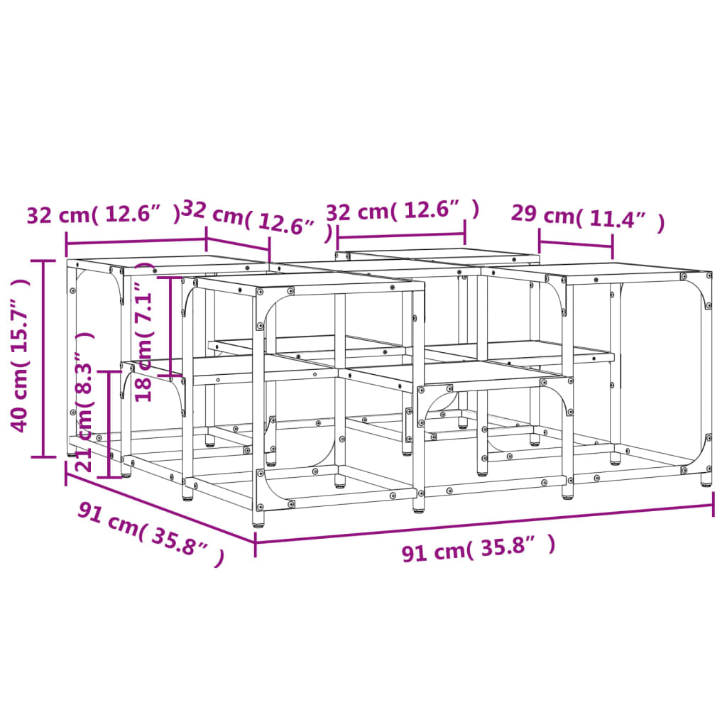vidaXL Coffee Table Sonoma Oak 91x91x40 cm Engineered Wood
