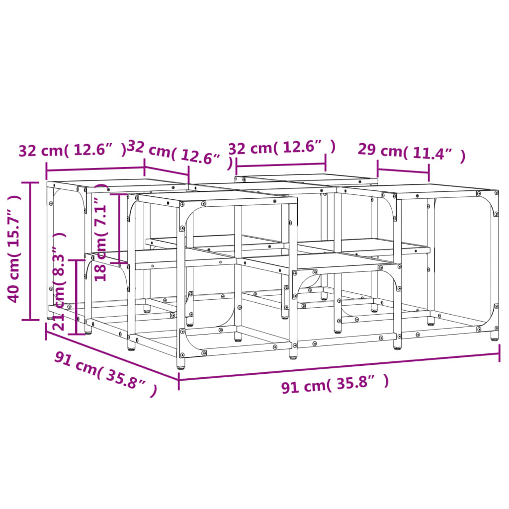vidaXL Coffee Table Smoked Oak 91x91x40 cm Engineered Wood