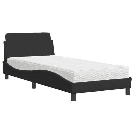 vidaXL Bed with Mattress "Dover" Black Single Velvet