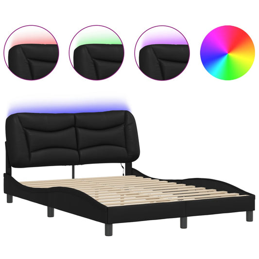 vidaXL Bed Frame with LED without Mattress "Hvar" Black 120x200 cm