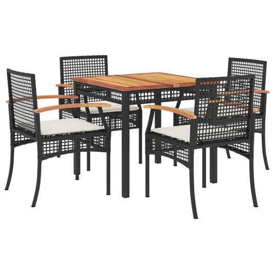 vidaXL Garden Dining Set | Black | PE rattan | Medium | Removable Covers