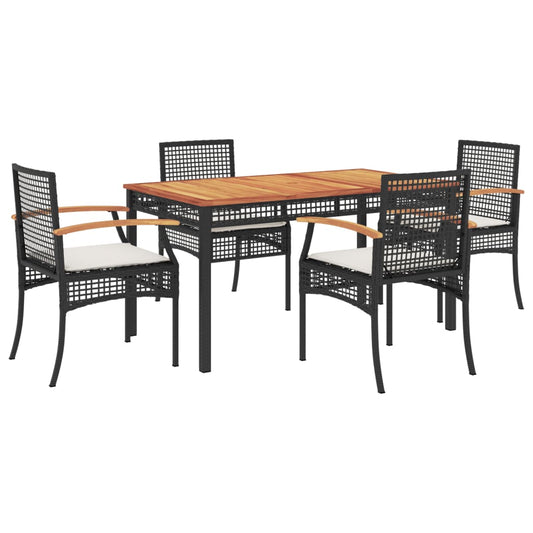 vidaXL Garden Dining Set | Black | PE Rattan | 5 piece set