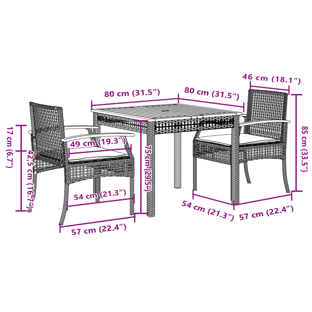 vidaXL Garden Dining Set | Grey