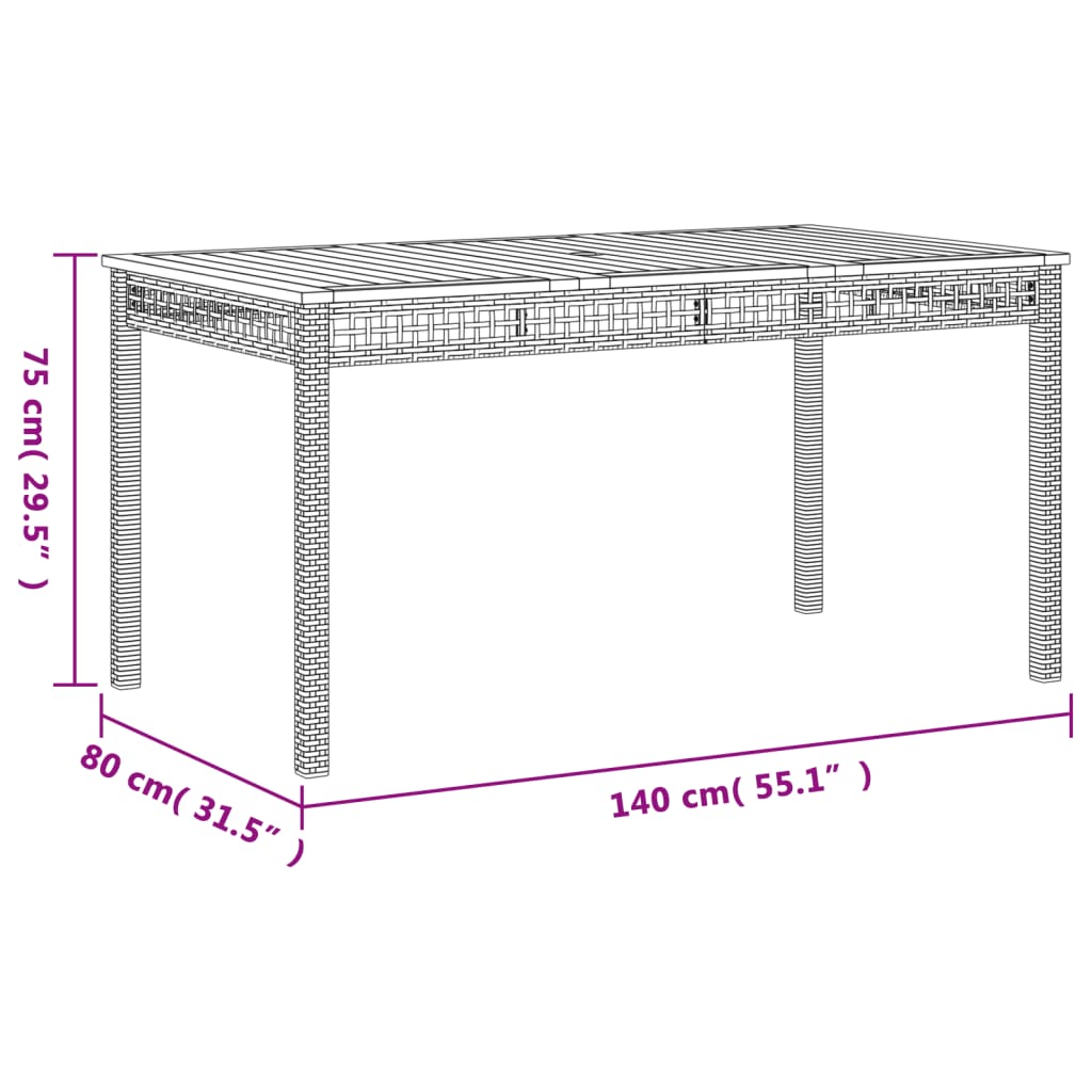 vidaXL 7 Piece Garden Dining Set with Cushions Grey Poly Rattan