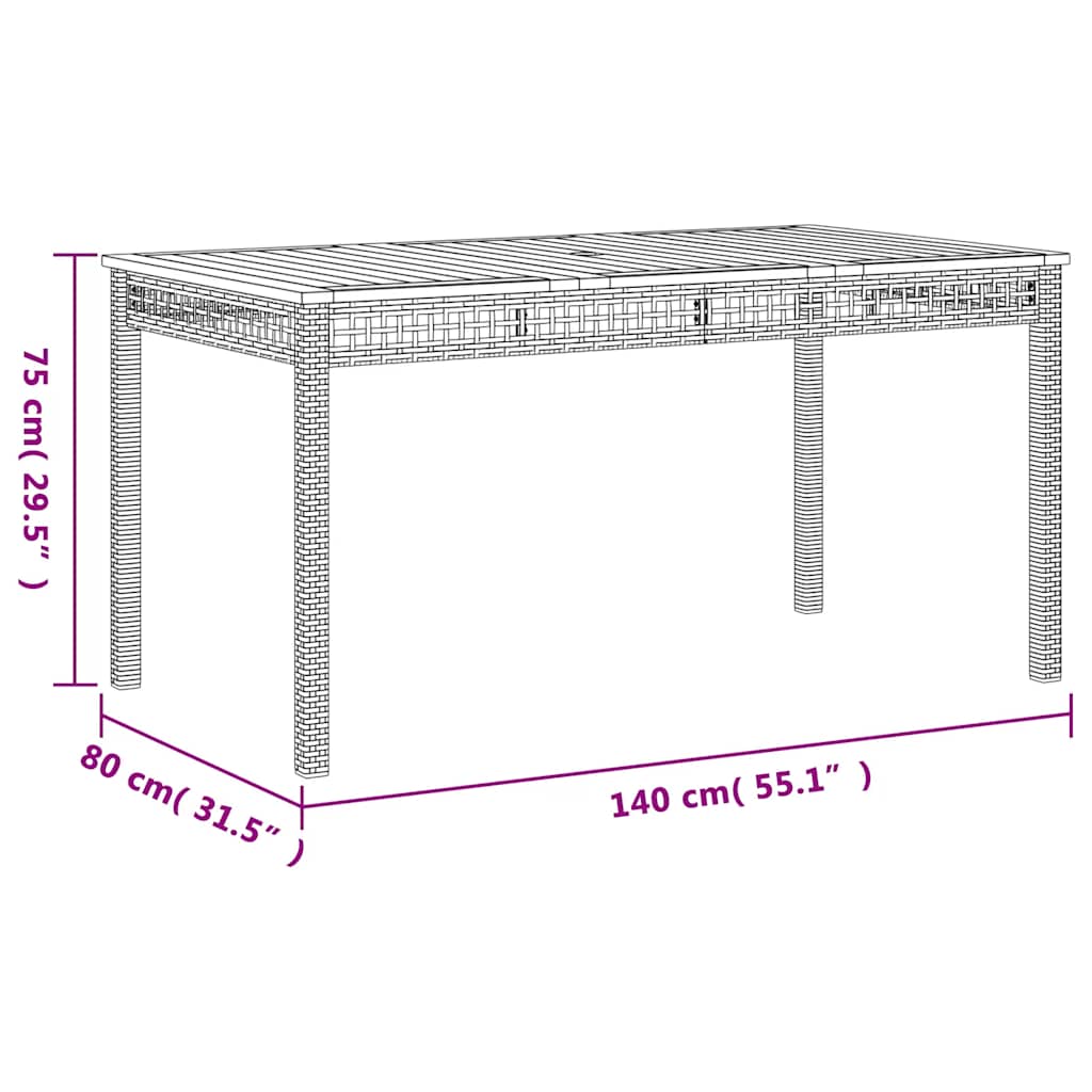 vidaXL 7 Piece Garden Dining Set with Cushions Beige Poly Rattan