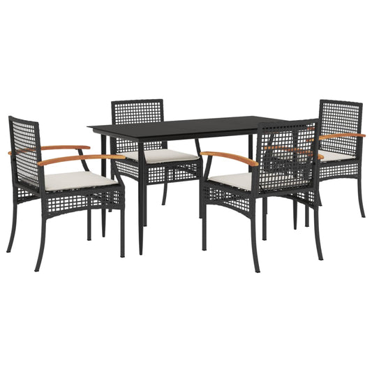 vidaXL Garden Dining Set | Black and Cream White