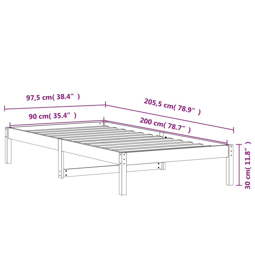 vidaXL Day Bed without Mattress Wax Brown 90x200 cm Solid Wood Pine