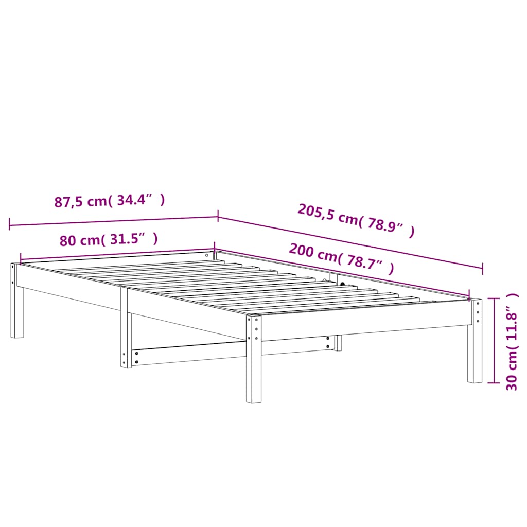 vidaXL Day Bed without Mattress Wax Brown 80x200 cm Solid Wood Pine