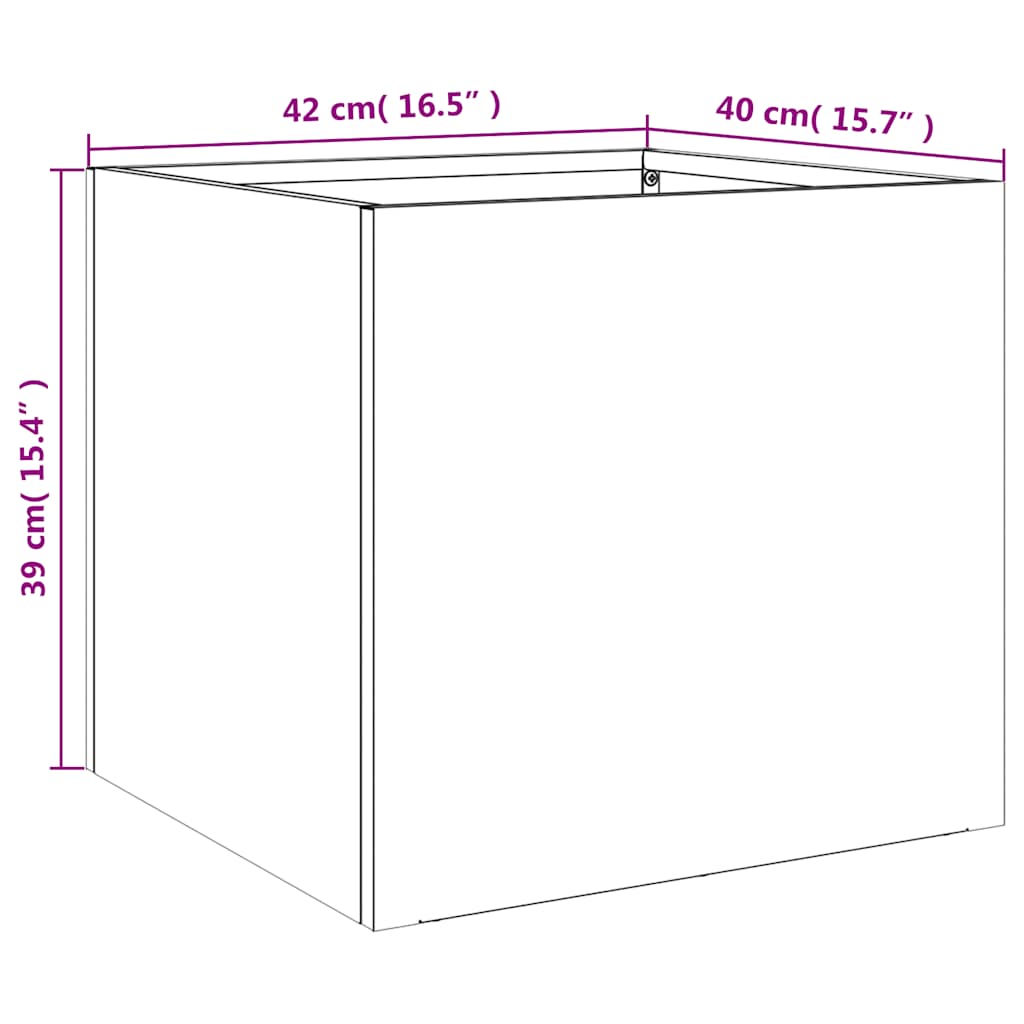 vidaXL Planter Silver 42x40x39 cm Galvanised Steel