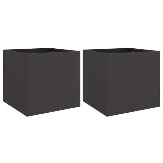 vidaXL Planters 2 pcs Black 49x47x46 cm Steel