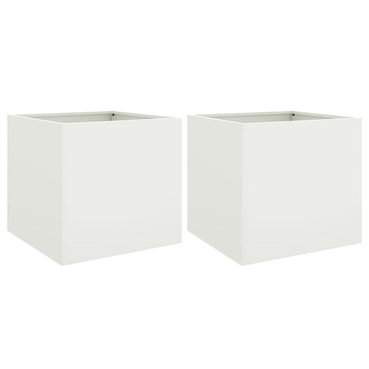 vidaXL Planters 2 pcs White 49x47x46 cm Steel