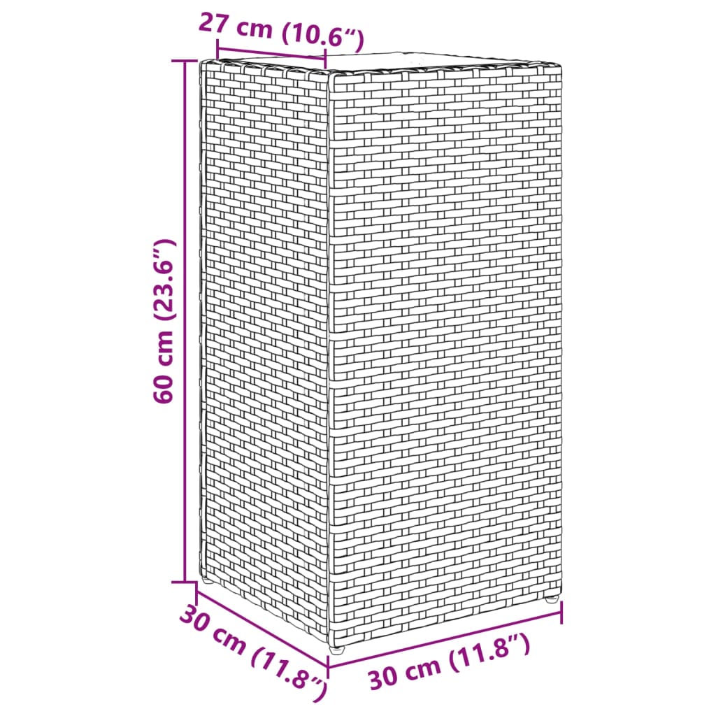 vidaXL Garden Planters 2 pcs Grey 30x30x60 cm Poly Rattan