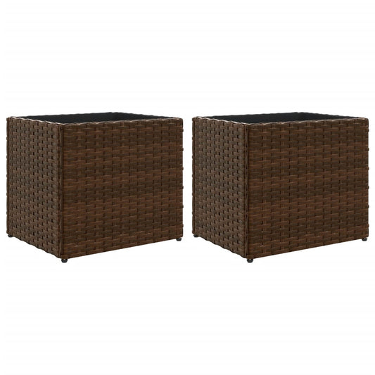 vidaXL Garden Planters 2 pcs Brown 36x30x32 cm Poly Rattan