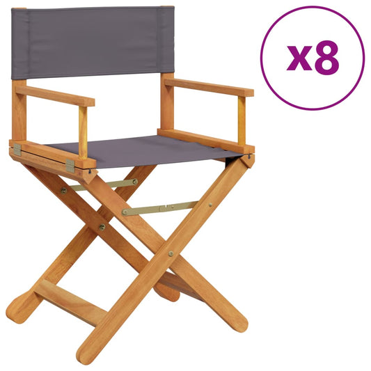 vidaXL 8 Piece Folding Chairs Dark Grey Fabric
