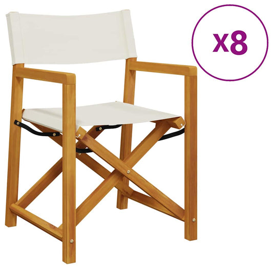 vidaXL 8 Piece Folding Chairs Cream White Fabric