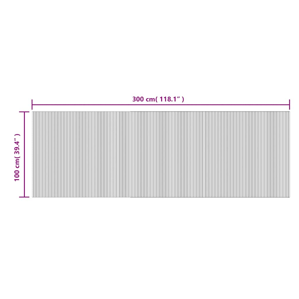 vidaXL Rug Rectangular Brown 100x300 cm Bamboo
