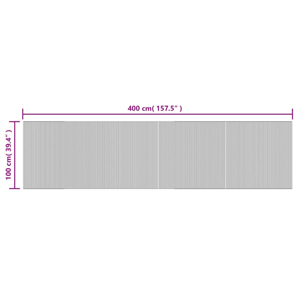 vidaXL Rug Rectangular Black 100x400 cm Bamboo