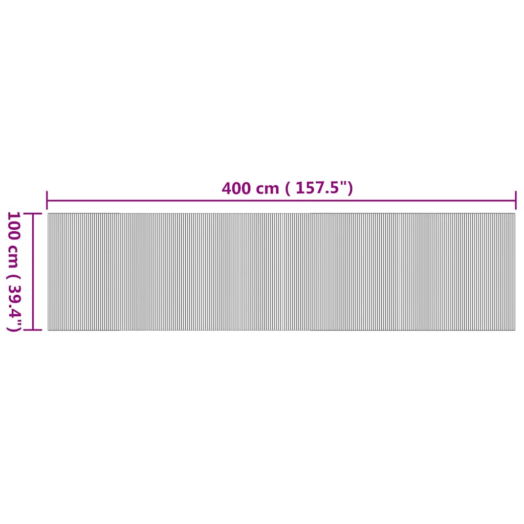 vidaXL Rug Rectangular Natural 100x400 cm Bamboo