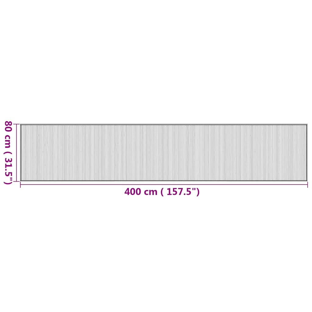 vidaXL Rug Rectangular Natural 80x400 cm Bamboo