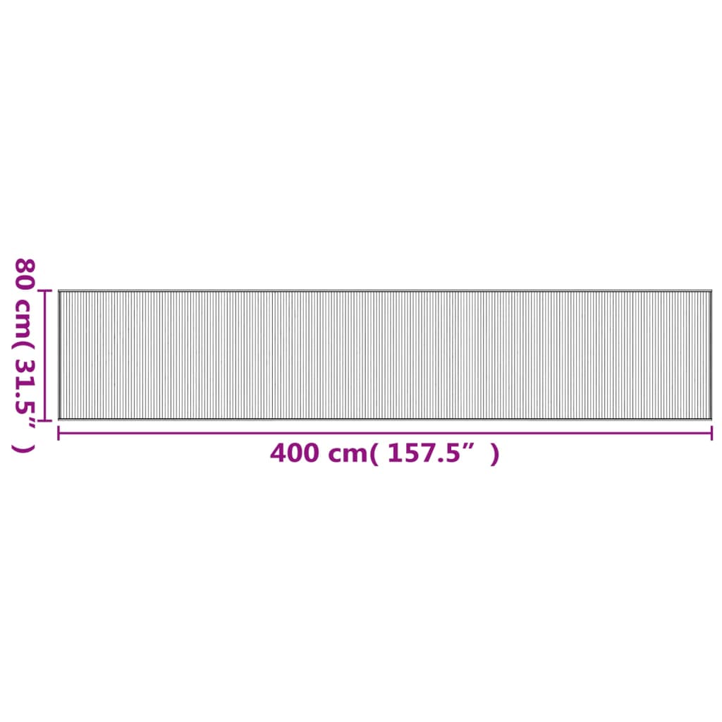 vidaXL Rug Rectangular Grey 80x400 cm Bamboo