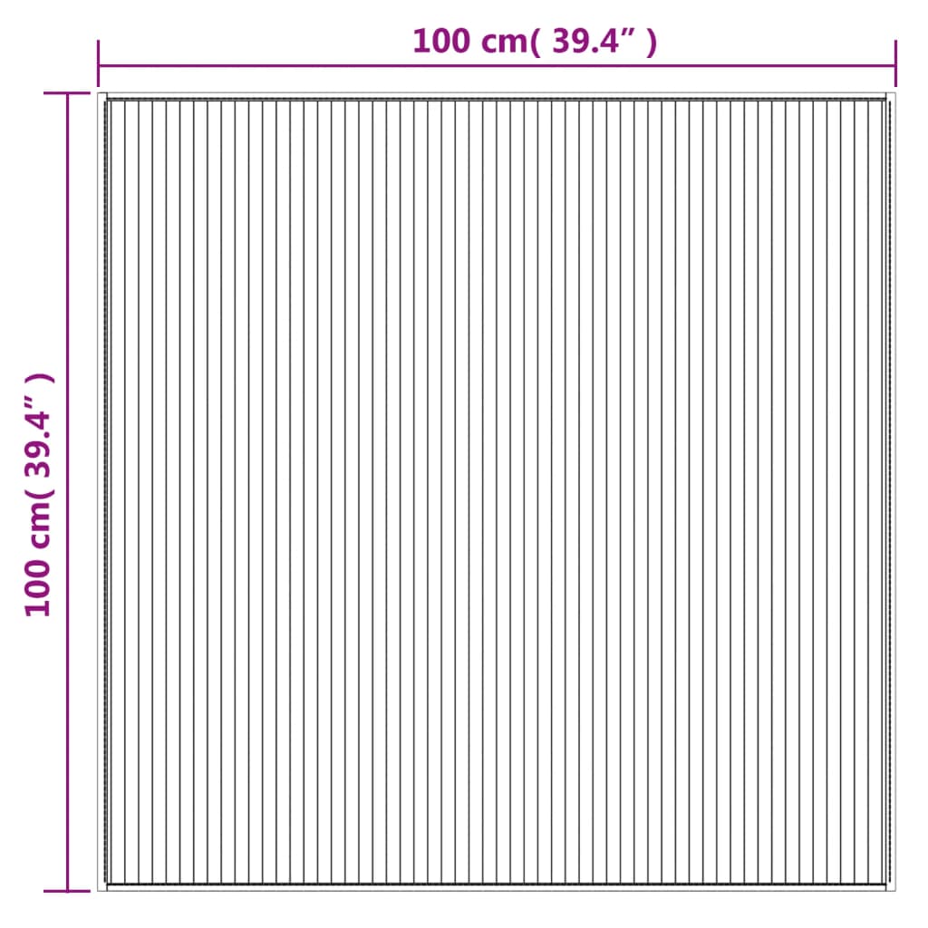 vidaXL Rug Square Dark Brown 100x100 cm Bamboo