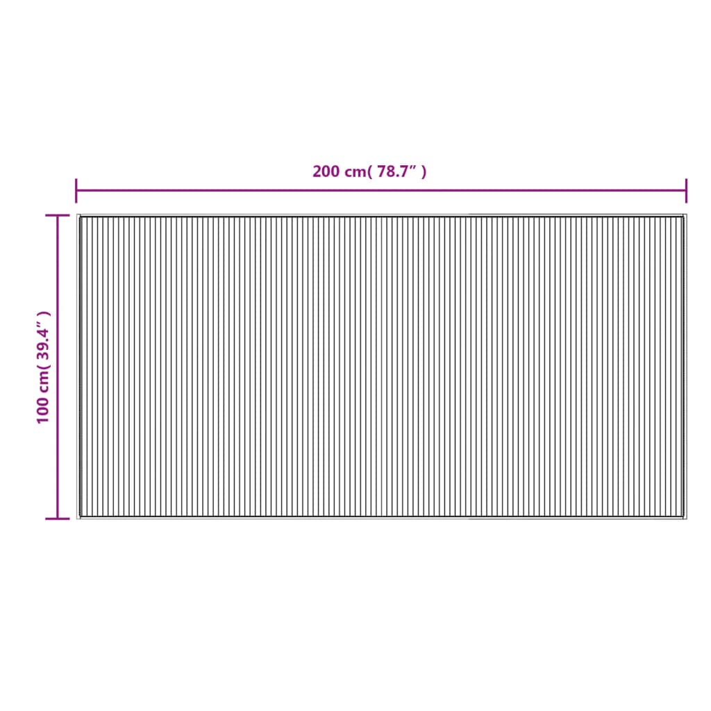 vidaXL Rug Rectangular Black100x200 cm Bamboo