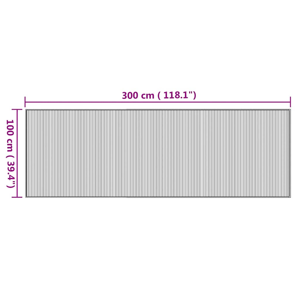 vidaXL Rug Rectangular Natural 100x300 cm Bamboo