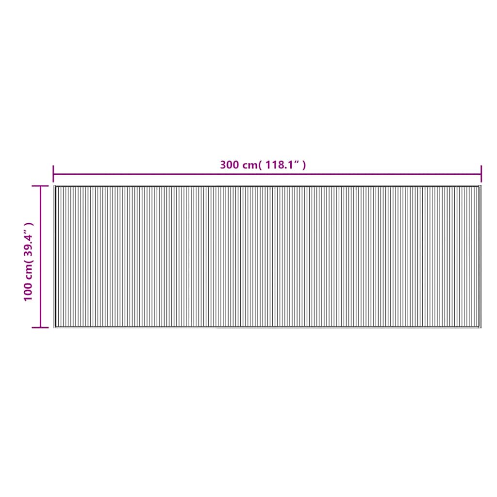 vidaXL Rug Rectangular Brown 100x300 cm Bamboo