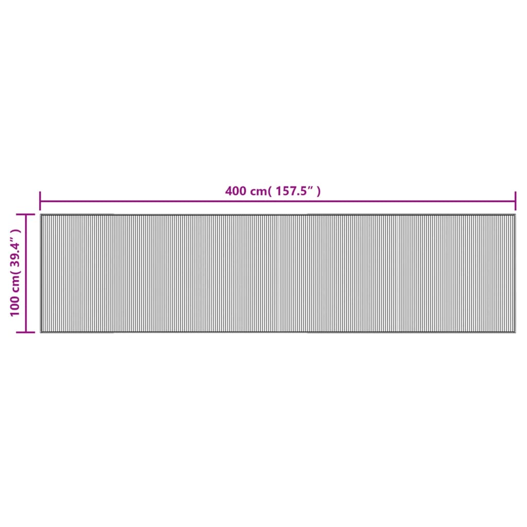 vidaXL Rug Rectangular Dark Brown 100x400 cm Bamboo