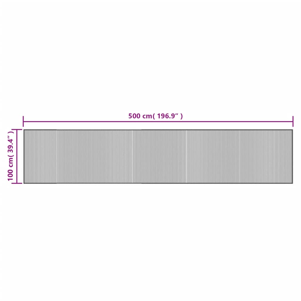 vidaXL Rug Rectangular Black 100x500 cm Bamboo