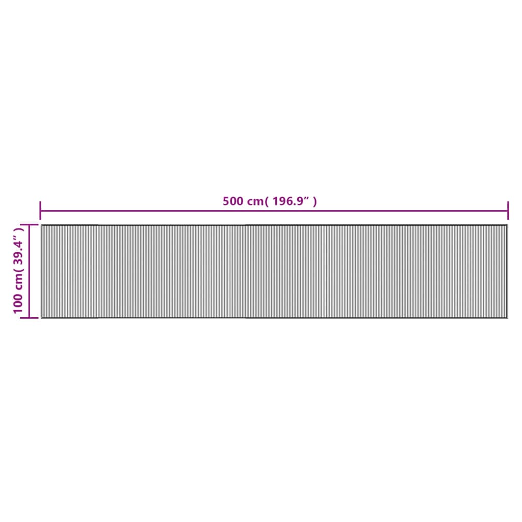 vidaXL Rug Rectangular Grey 100x500 cm Bamboo