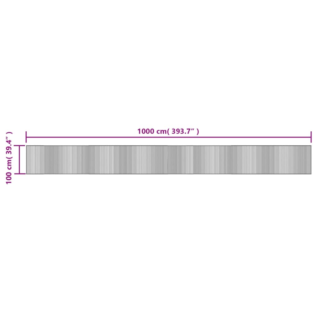 vidaXL Rug Rectangular Grey 100x1000 cm Bamboo