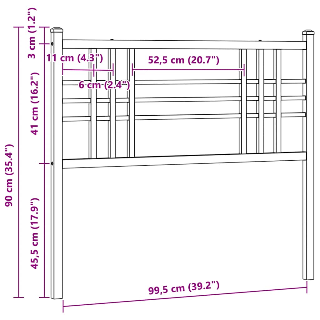 vidaXL Metal Replace Headboard Black 100cm