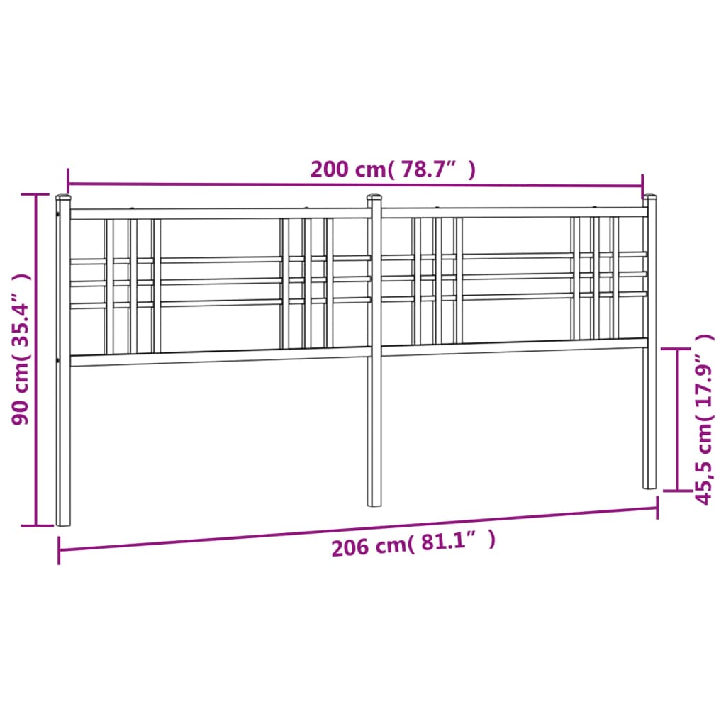 vidaXL Metal Replace Headboard Black 200cm
