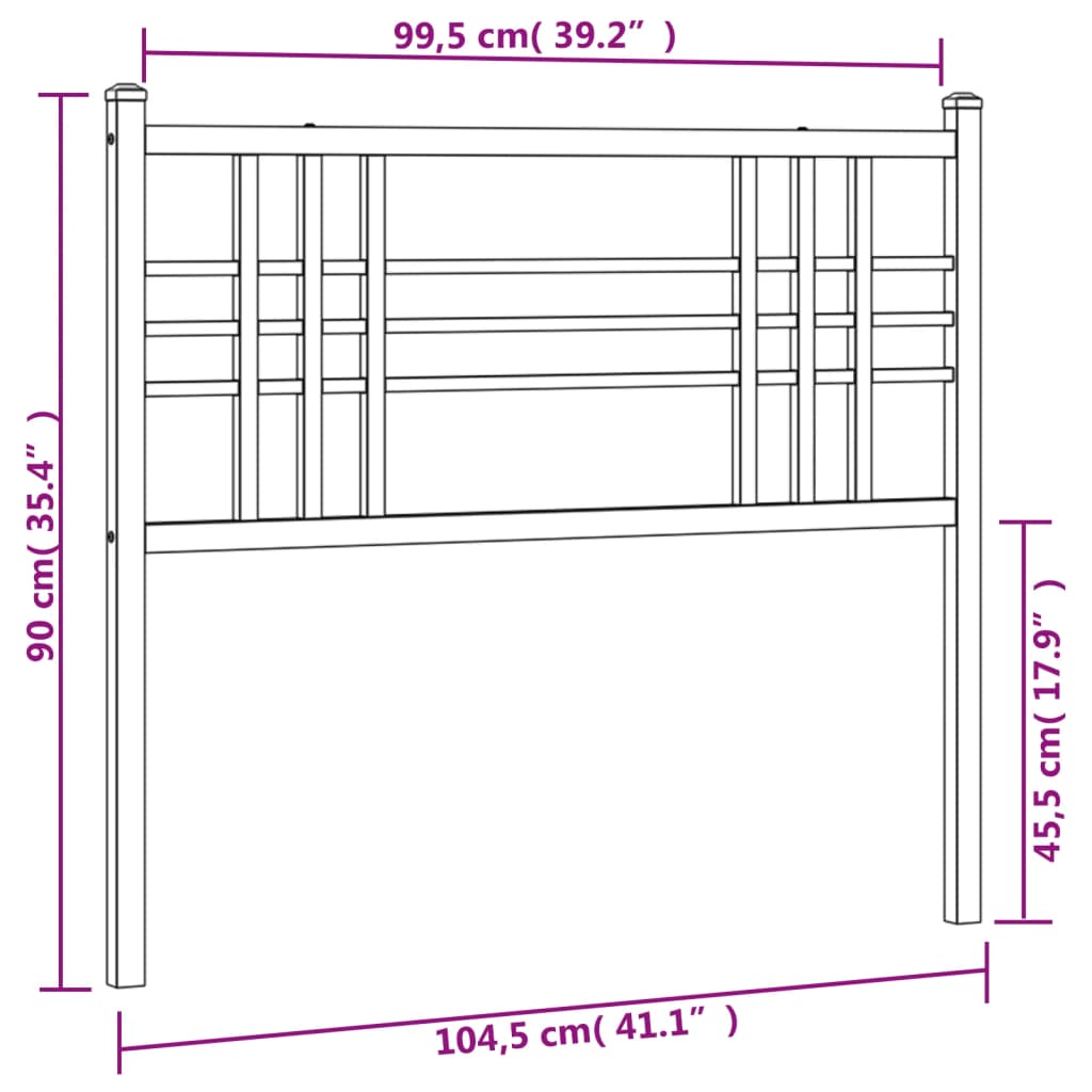 vidaXL Metal Replace Headboard White 100cm