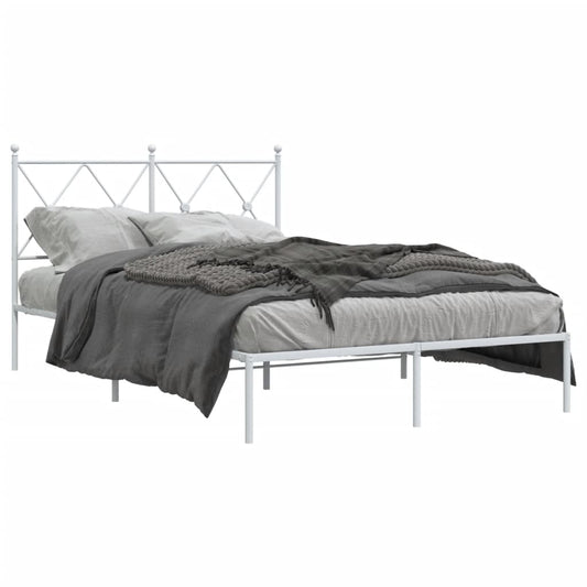 vidaXL Bed Frame | White | Steel | 120x200 cm | Bed Frame | Rectangular | Modern